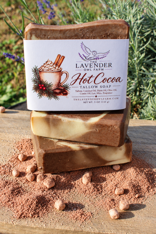 Hot Cocoa Tallow Soap | Handmade Chocolate Scented Bar, Christmas Stocking Stuffer, Cold Process, 5 oz