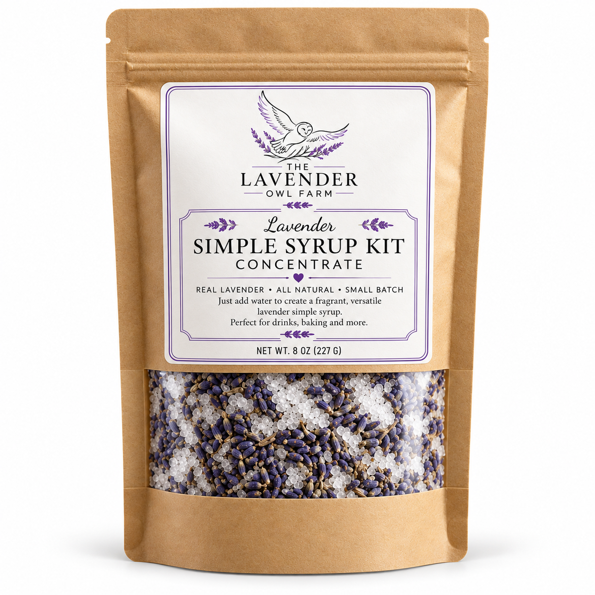 Lavender Simple Syrup Kit Concentrate – Farm-Grown Culinary Lavender, 8 oz