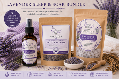 Lavender Sleep & Soak Bundle | Lavender Sleep Spray, Dried Lavender Buds & Epsom Salt Soak | Farm-Grown Lavender Gift Set