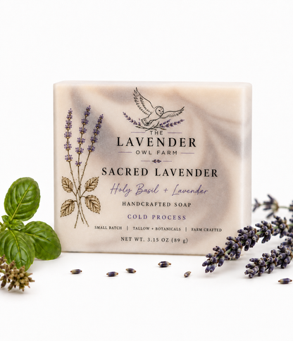 Sacred Lavender Soap |  Holy Basil + Lavender Tallow Cold Process Soap