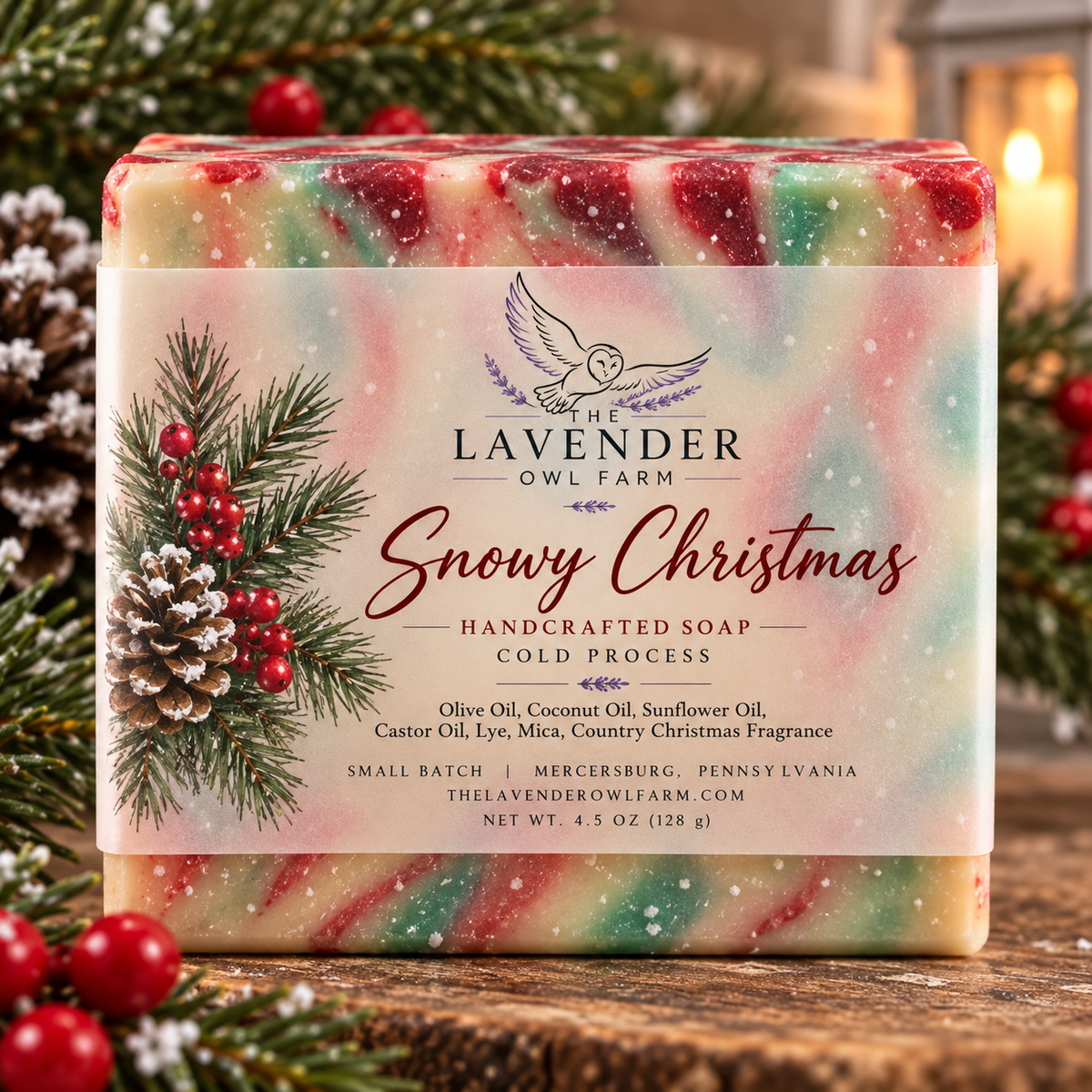 Snowy Christmas Handmade Soap | Festive Holiday Artisan Soap | Christmas Gift