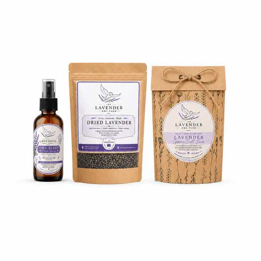 Lavender Sleep & Soak Bundle | Lavender Sleep Spray, Dried Lavender Buds & Epsom Salt Soak | Farm-Grown Lavender Gift Set