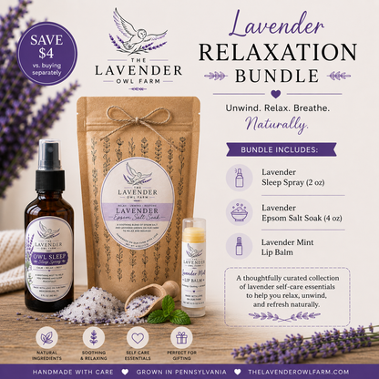 Lavender Relaxation Bundle | Sleep Spray, Epsom Salt & Lip Balm