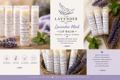 Lavender Mint Lip Balm | All Natural Beeswax Lip Balm