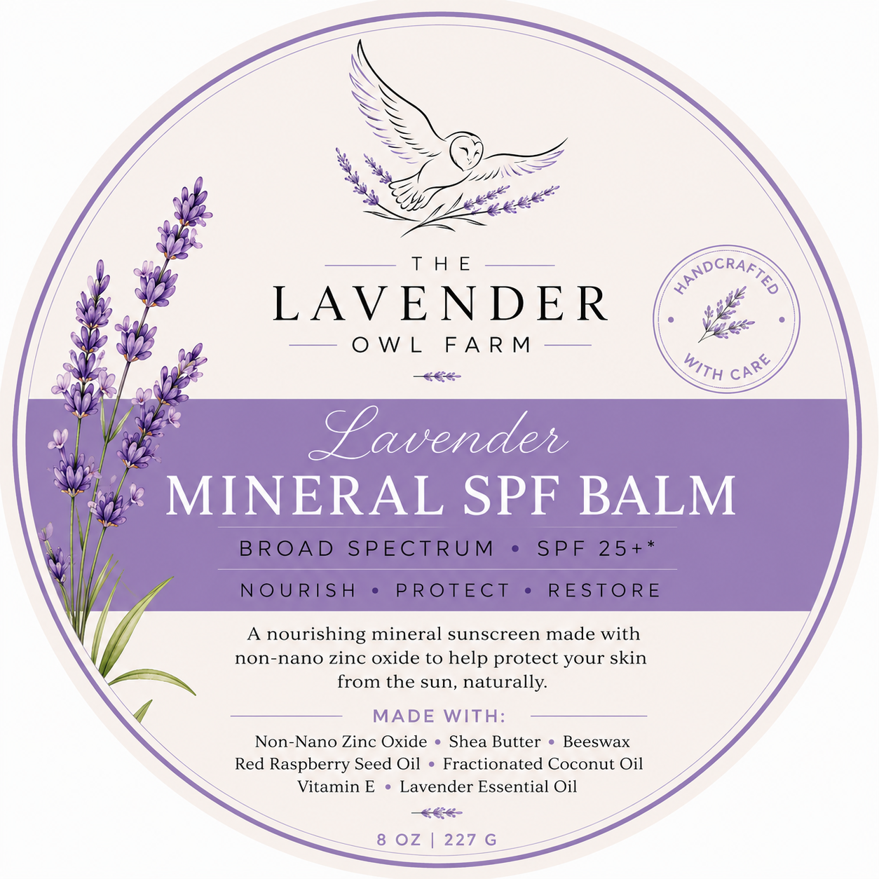 Lavender Mineral Sun Balm | Non Nano Zinc Oxide |8 oz