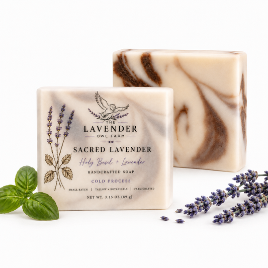 Sacred Lavender Soap – Holy Basil + Lavender Tallow Cold Process Soap