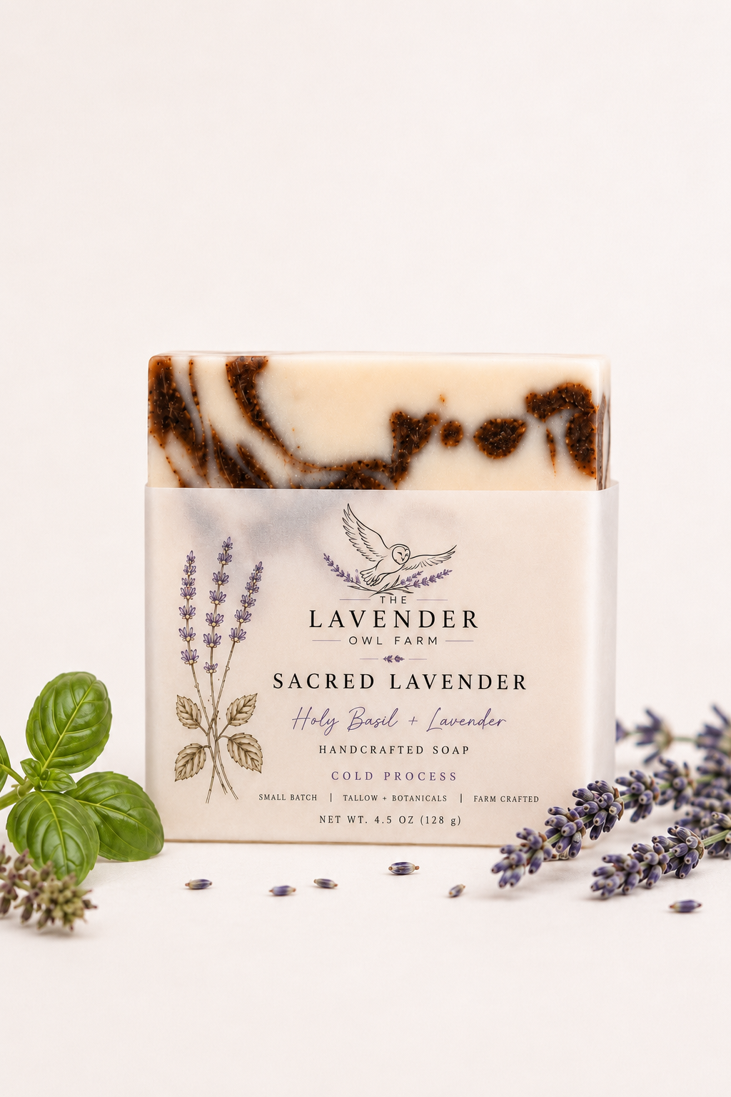 Sacred Lavender Soap – Holy Basil + Lavender Tallow Cold Process Soap