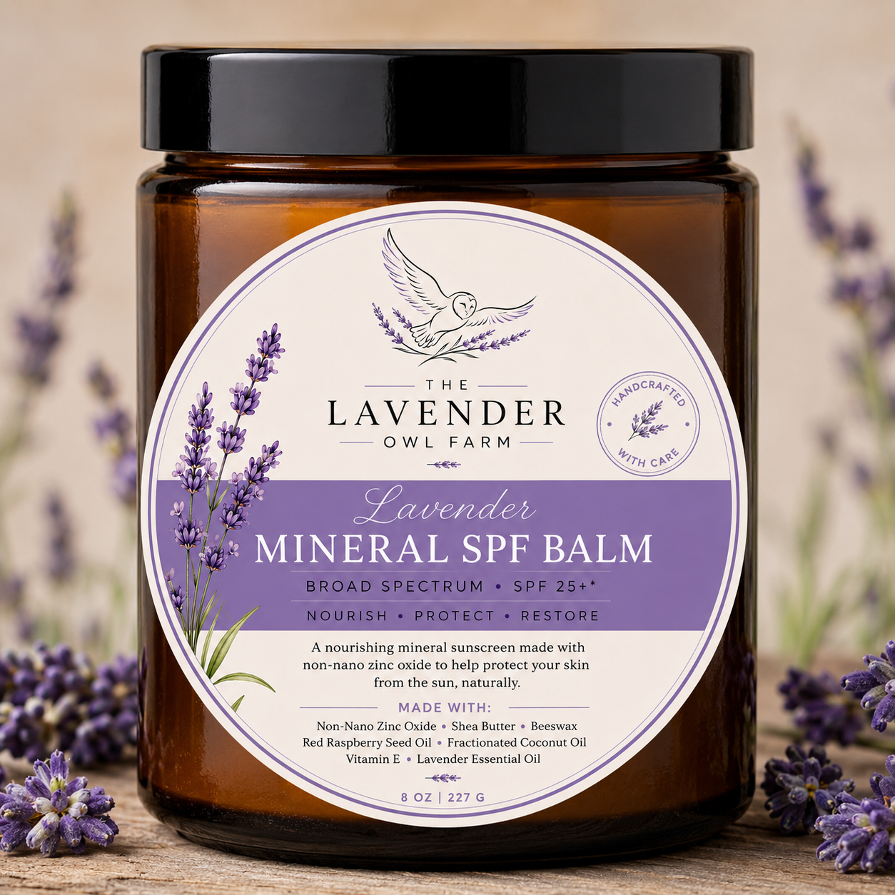 Lavender Mineral Sun Balm | Non Nano Zinc Oxide |8 oz