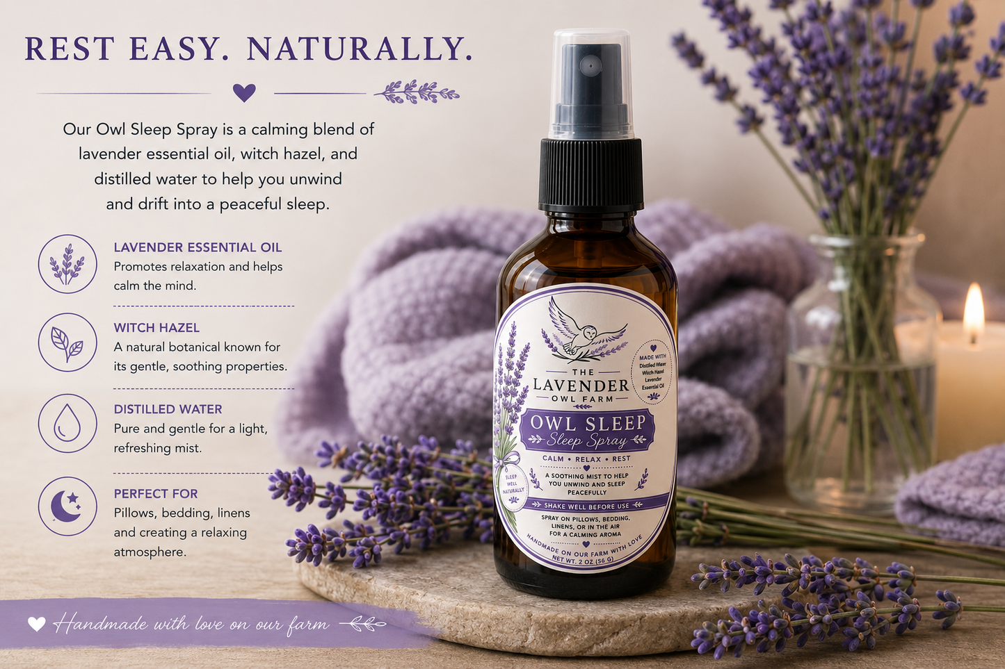 Lavender Sleep Spray | Pillow, Linen & Room Mist | Handmade on Our Pennsylvania Farm