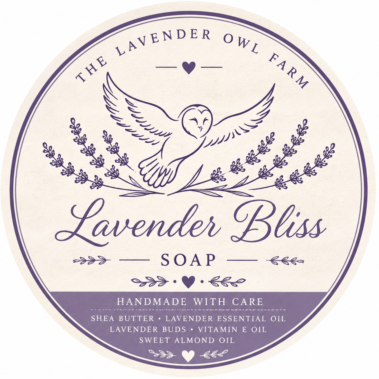 Lavender Bliss Handmade Soap | Shea Butter & Sweet Almond Oil | Small Batch Farm Crafted Lavender Soap