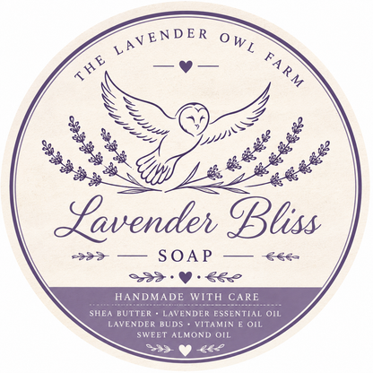 Lavender Bliss Handmade Soap | Shea Butter & Sweet Almond Oil | Small Batch Farm Crafted Lavender Soap
