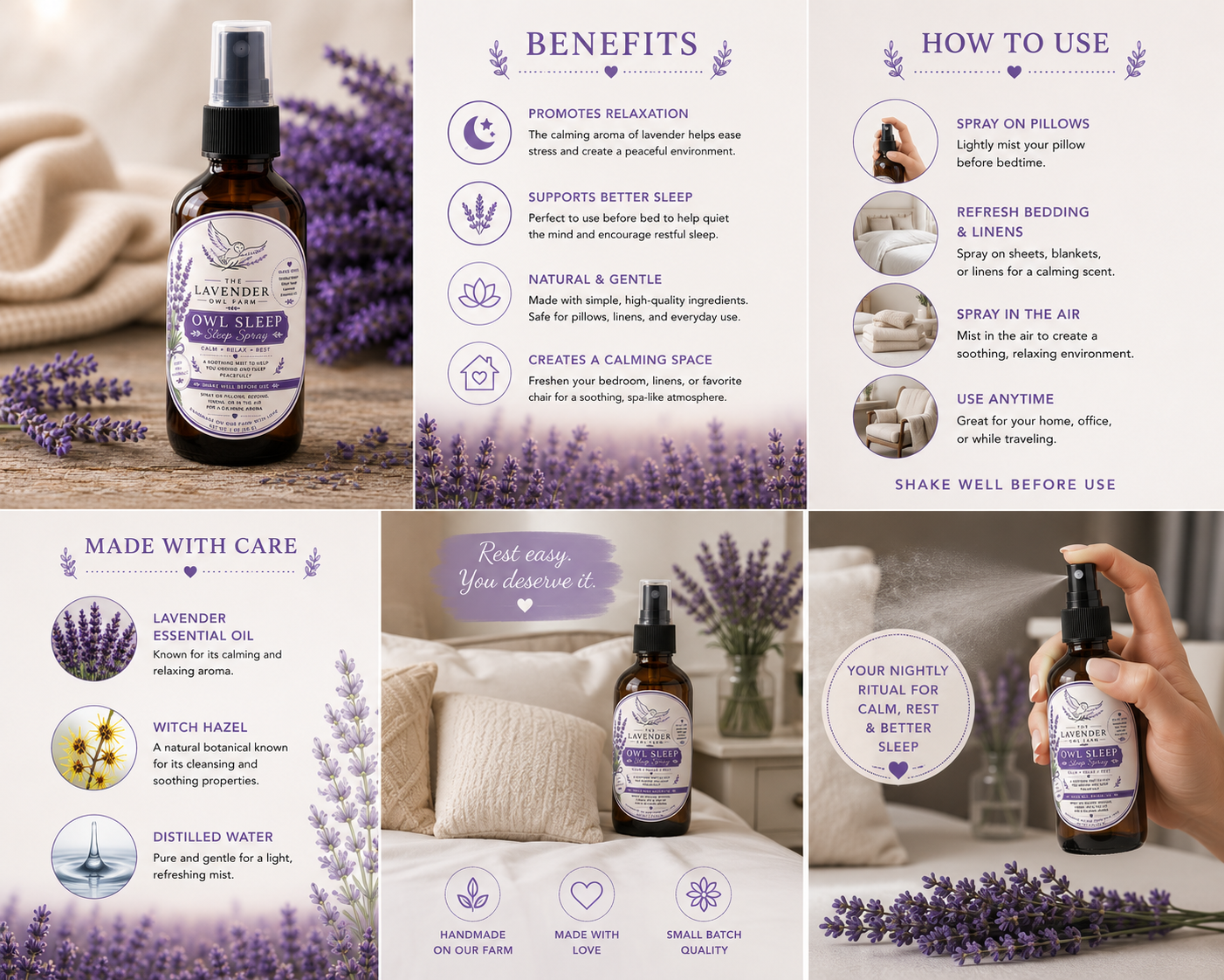 Lavender Sleep Spray | Pillow, Linen & Room Mist | Handmade on Our Pennsylvania Farm