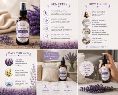 Lavender Sleep Spray | Pillow, Linen & Room Mist | Handmade on Our Pennsylvania Farm