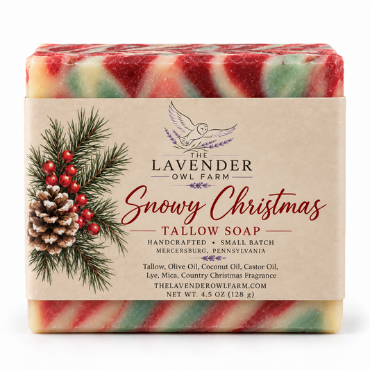 Handmade Tallow Cold Process Soap | Snowy Christmas