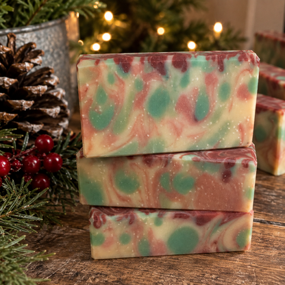 Snowy Christmas Handmade Soap | Festive Holiday Artisan Soap | Christmas Gift